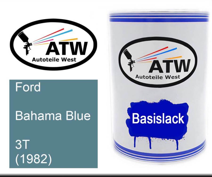 Ford, Bahama Blue, 3T (1982): 500ml Lackdose, von ATW Autoteile West.